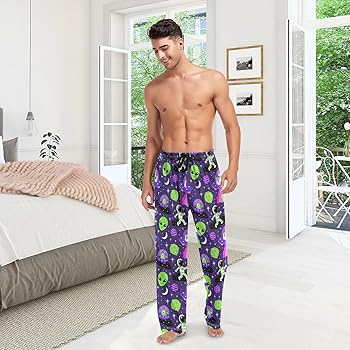 Aslsiy Mens Pajama Bottoms Astronauts Alien in Space Pajama